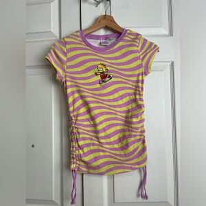 The Simpsons Pink and Yellow Striped Lisa Simpson Tee Size S/M